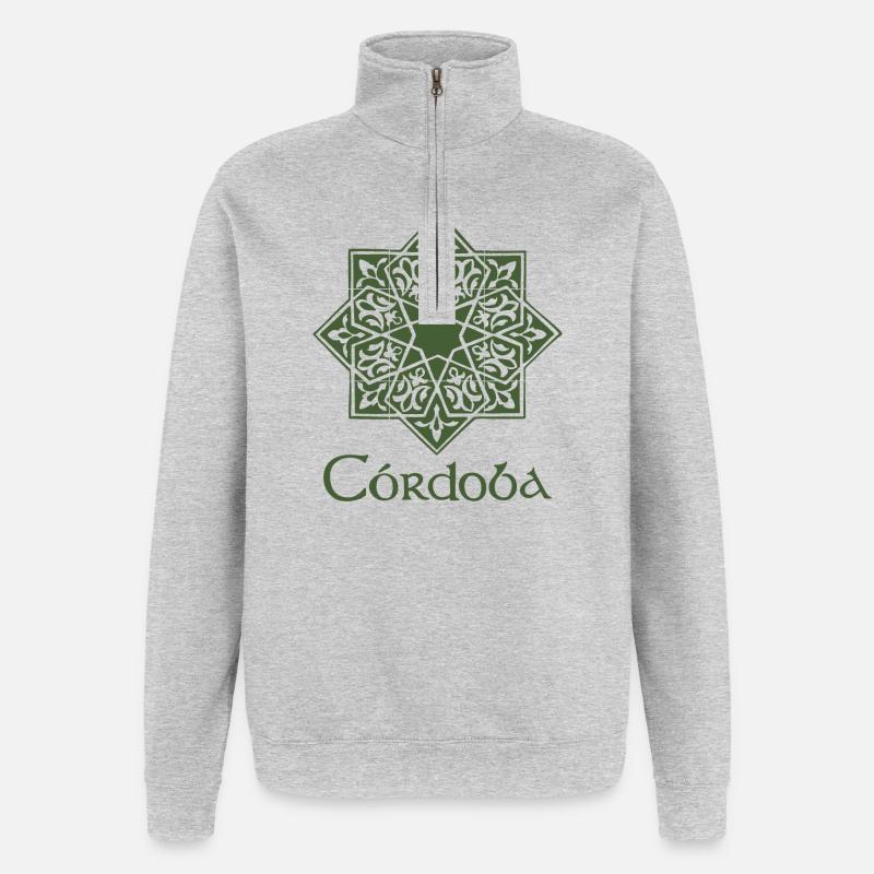 Cordoue 2 (vert) - Sweat à zip 1/4 - gris chiné