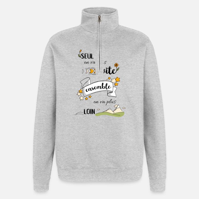 Ensemble on va plus loin - Sweat à zip 1/4 - gris chiné