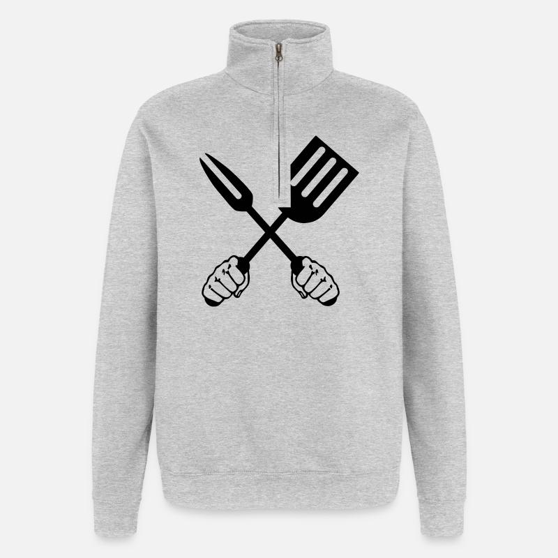 Barbecue tools two fists - Quarter-Zip Sweatshirt - heather grey