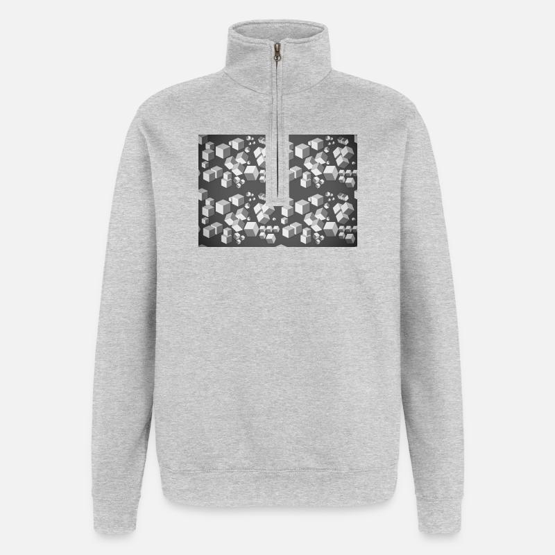 Dekopattern Grau-Weiss - Quarter-Zip-Sweatshirt - Grau meliert