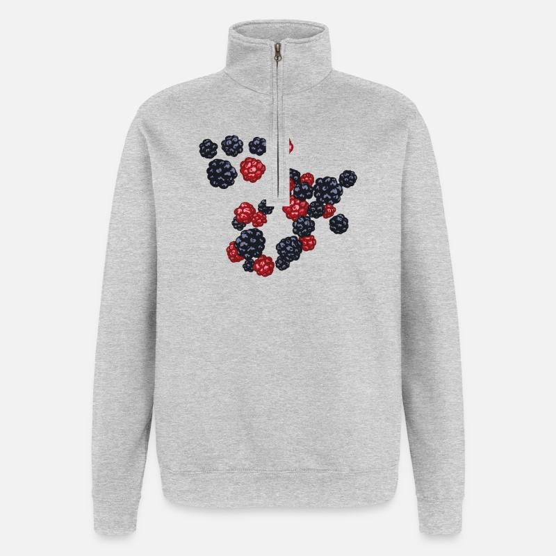 Brombeeren - Quarter-Zip-Sweatshirt - Grau meliert