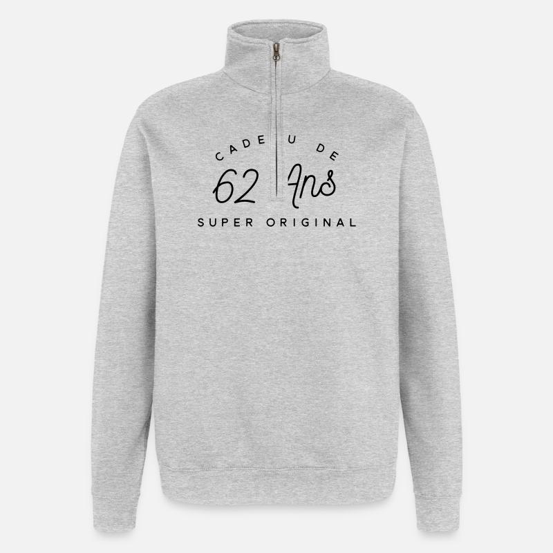 Cadeau 62 ans    - Sweat à zip 1/4 - gris chiné