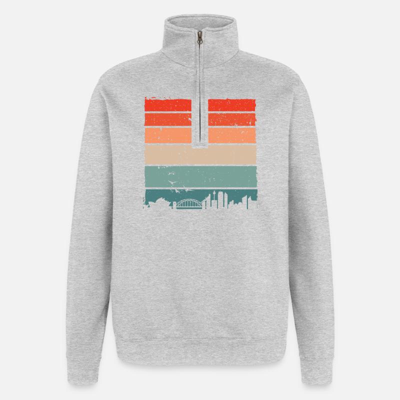 Sunset Gradient City Skyline - Quarter-Zip Sweatshirt - heather grey