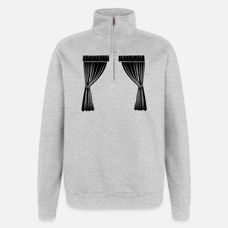 Logo des rideaux - Sweat à zip 1/4 - gris chiné