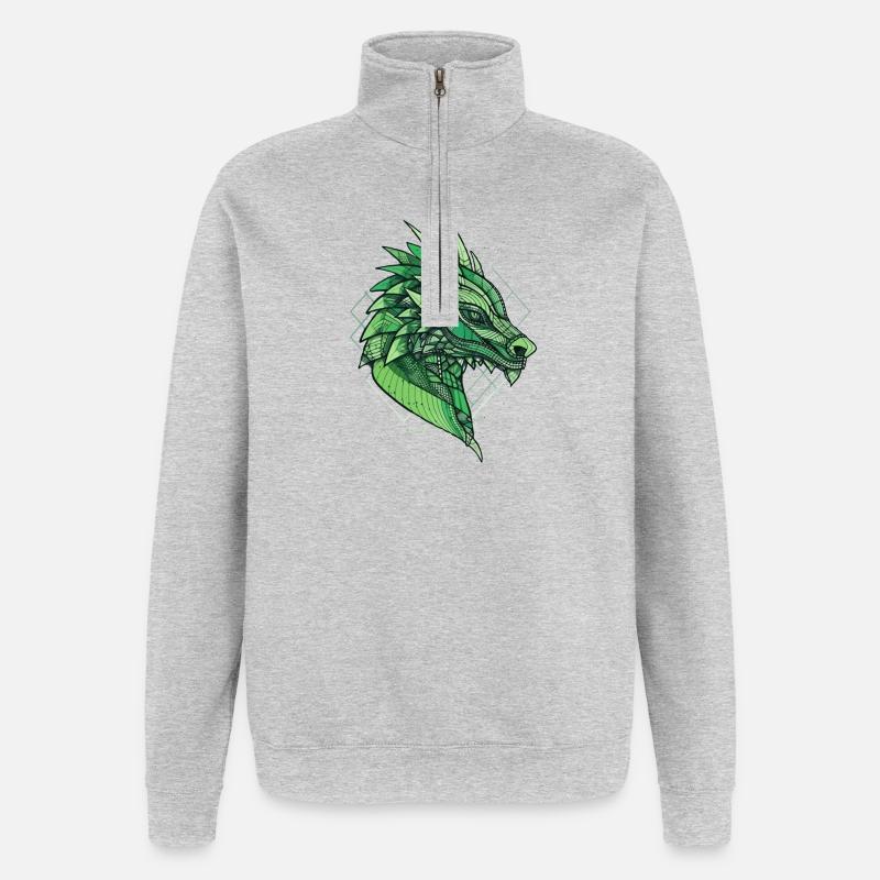 Stylized, geometric dragon - Quarter-Zip Sweatshirt - heather grey
