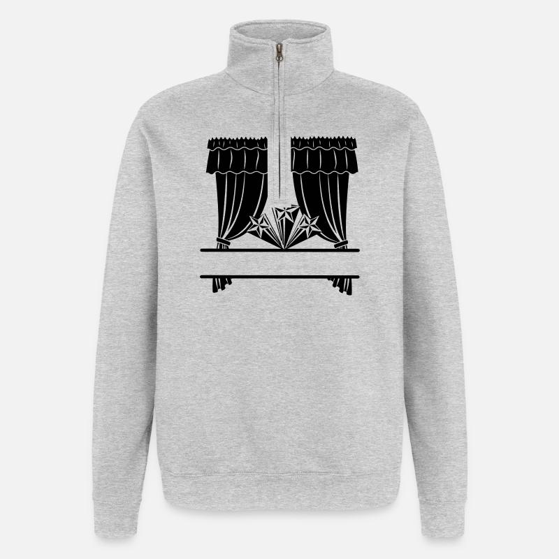 Curtains theater star with name bar - Quarter-Zip Sweatshirt - heather grey