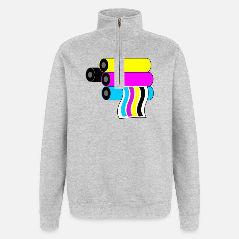 Impression du logo 3 - Sweat à zip 1/4 - gris chiné