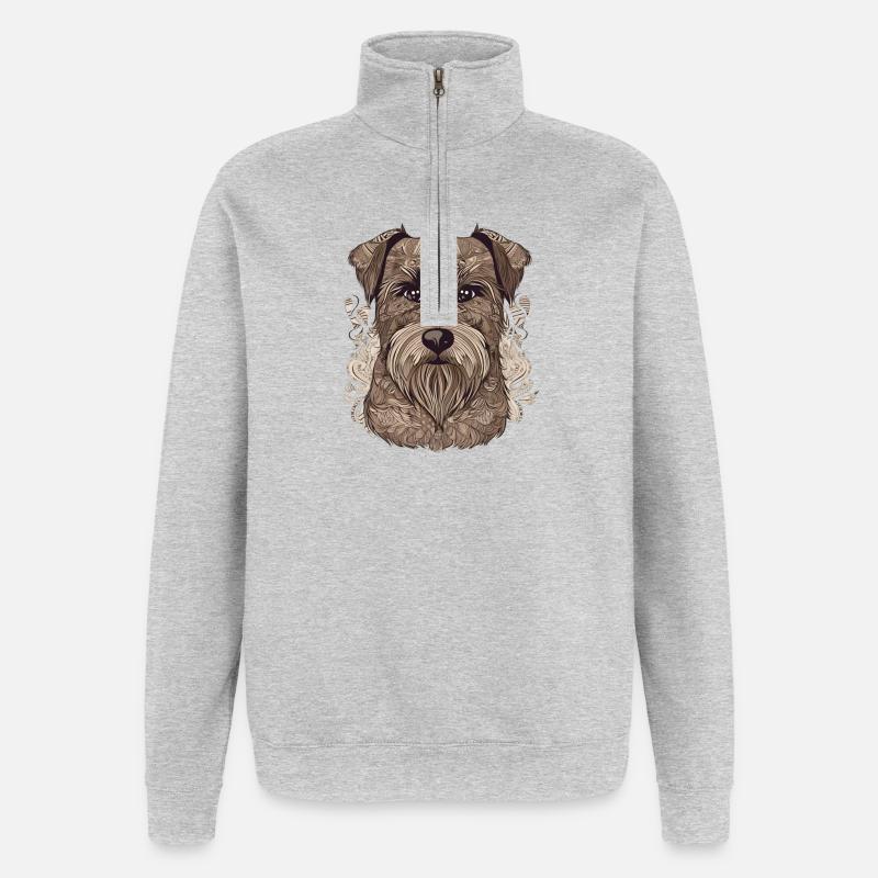 Muster-Hund - Quarter-Zip-Sweatshirt - Grau meliert