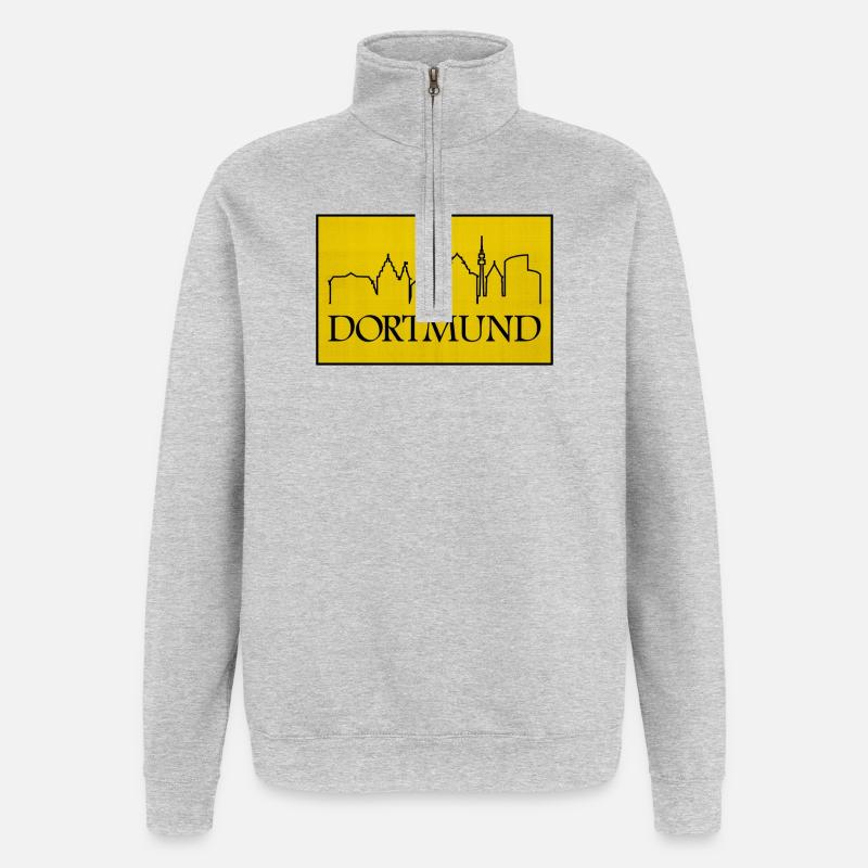 Dortmund Skyline Gelb Design - Quarter-Zip-Sweatshirt - Grau meliert