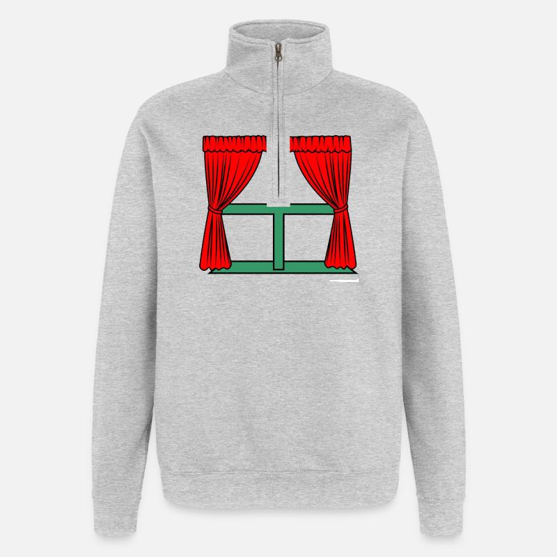 Red curtains green window frame - Quarter-Zip Sweatshirt - heather grey