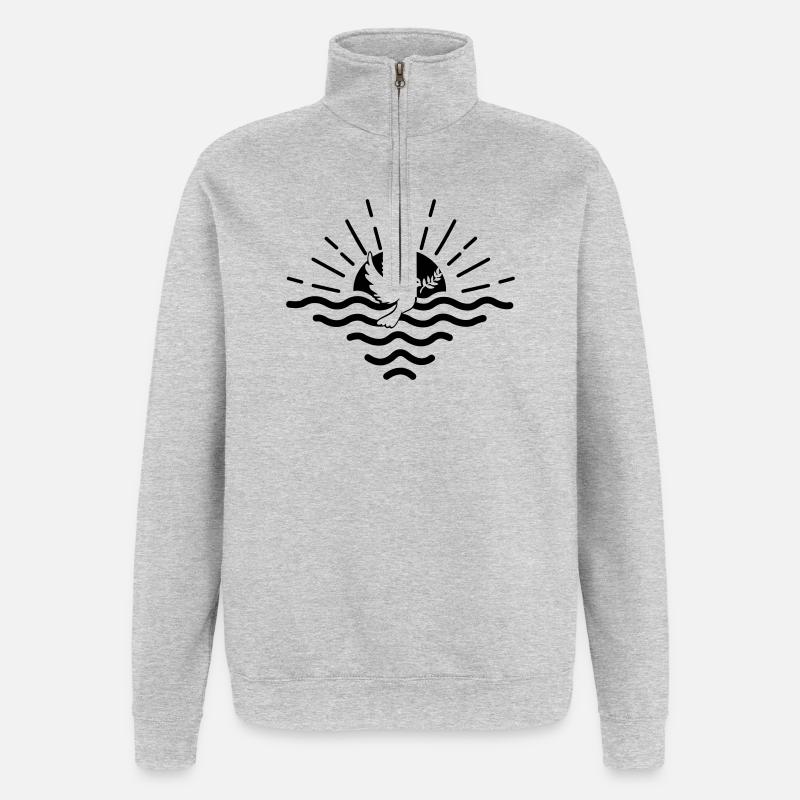 sunset pigeon - Quarter-Zip Sweatshirt - heather grey
