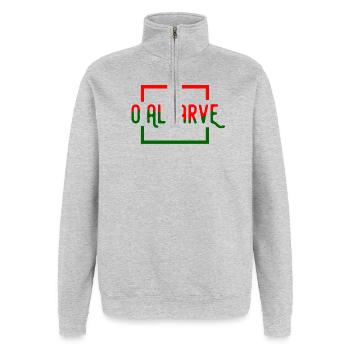O Algarve - Quarter-Zip Sweatshirt - heather grey - Front - AI Model Female 172 light (172cm) & AI Model Male 178 dark (178cm)