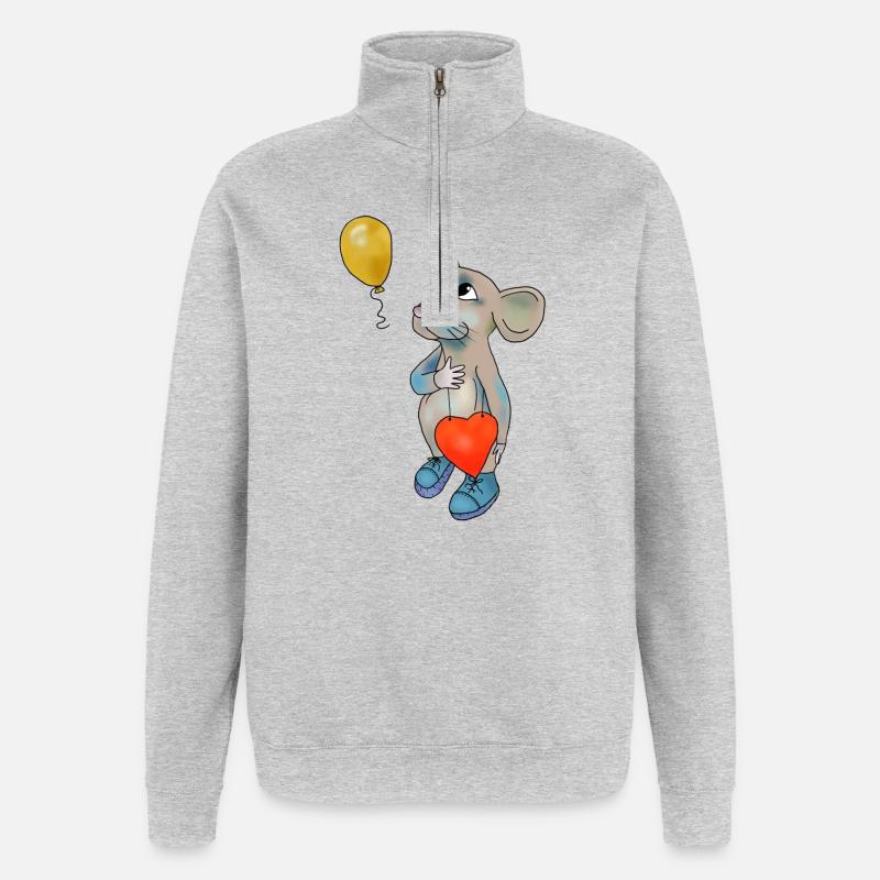 Maus und Luftbollon - Quarter-Zip-Sweatshirt - Grau meliert