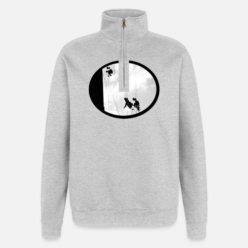 Ouvrier du bâtiment - Sweat à zip 1/4 - gris chiné