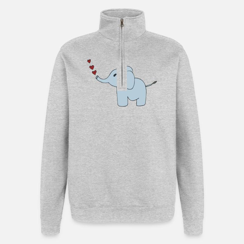 elefant herzen - Quarter-Zip-Sweatshirt - Grau meliert