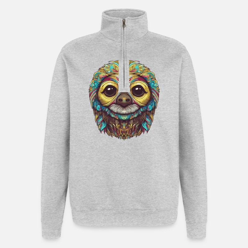 Psychedelic sloth - Quarter-Zip Sweatshirt - heather grey