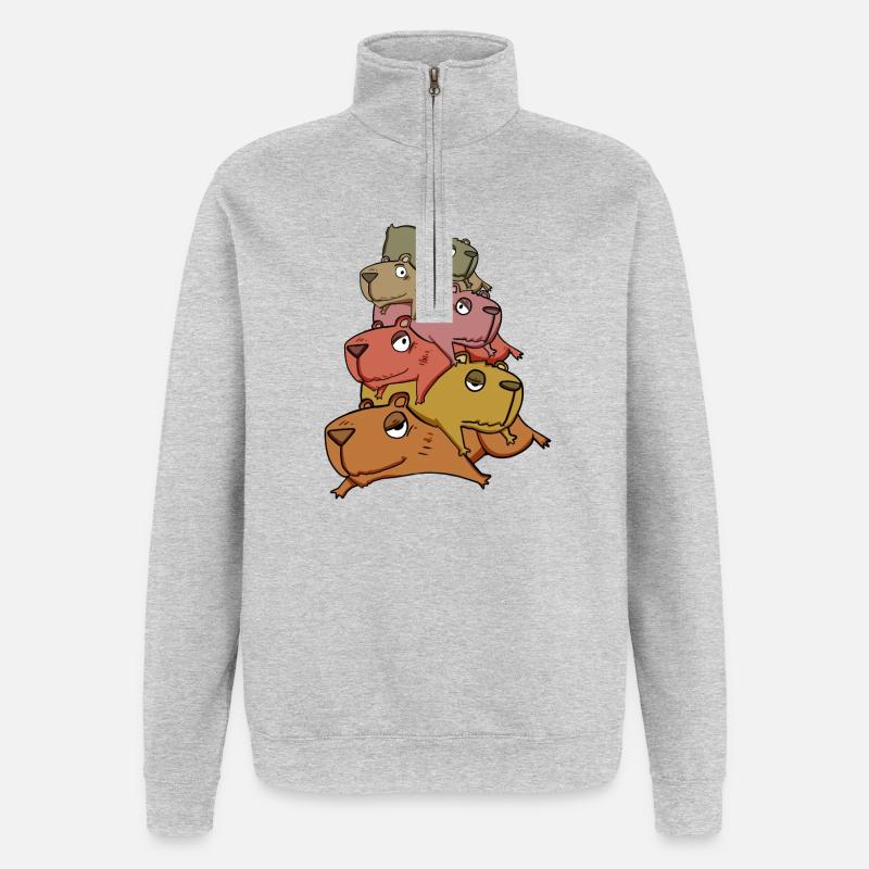 Capybara pile capybara - Quarter-Zip Sweatshirt - heather grey