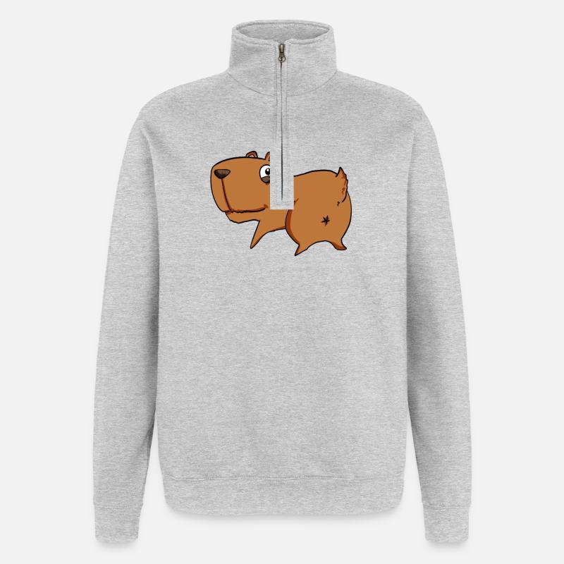 Capybara from behind - Capybara butt - Quarter-Zip Sweatshirt - heather grey