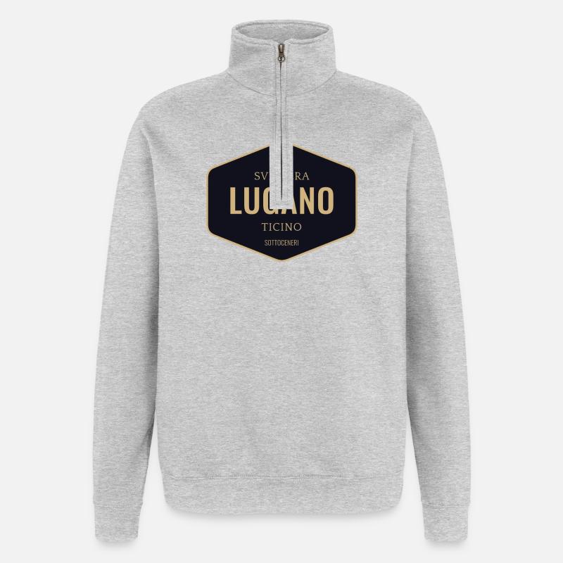Lugano Abzeichen Gold Navy - Quarter-Zip-Sweatshirt - Grau meliert