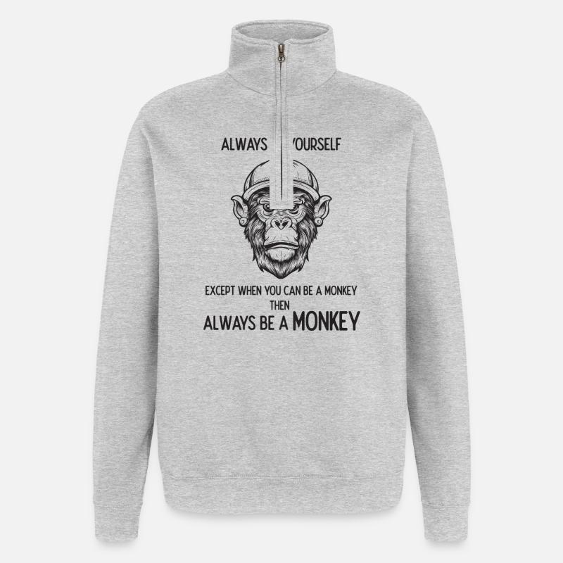 Sei immer ein Affe - Quarter-Zip-Sweatshirt - Grau meliert