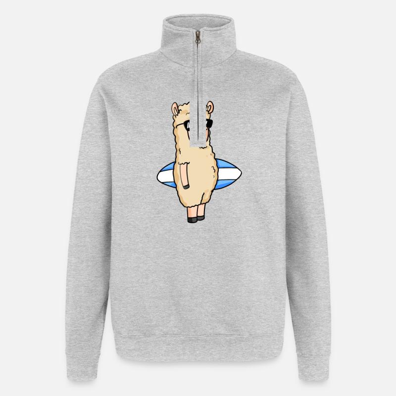 Surfboard Alpaca Surfing - Quarter-Zip Sweatshirt - heather grey