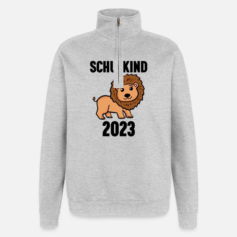Schuldkind Einschulung 2023 - Quarter-Zip-Sweatshirt - Grau meliert