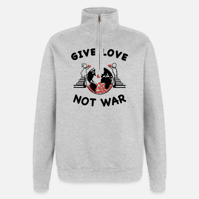 Frieden kein Krieg - Quarter-Zip-Sweatshirt - Grau meliert