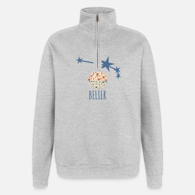Das Sternbild Widder - Quarter-Zip-Sweatshirt - Grau meliert