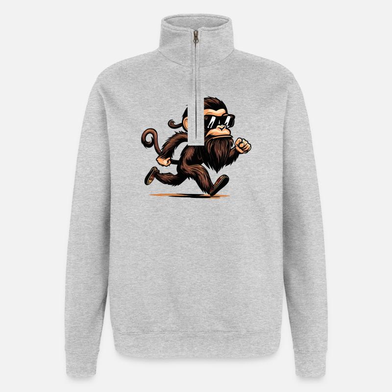 Running Monkey - Quarter-Zip Sweatshirt - heather grey