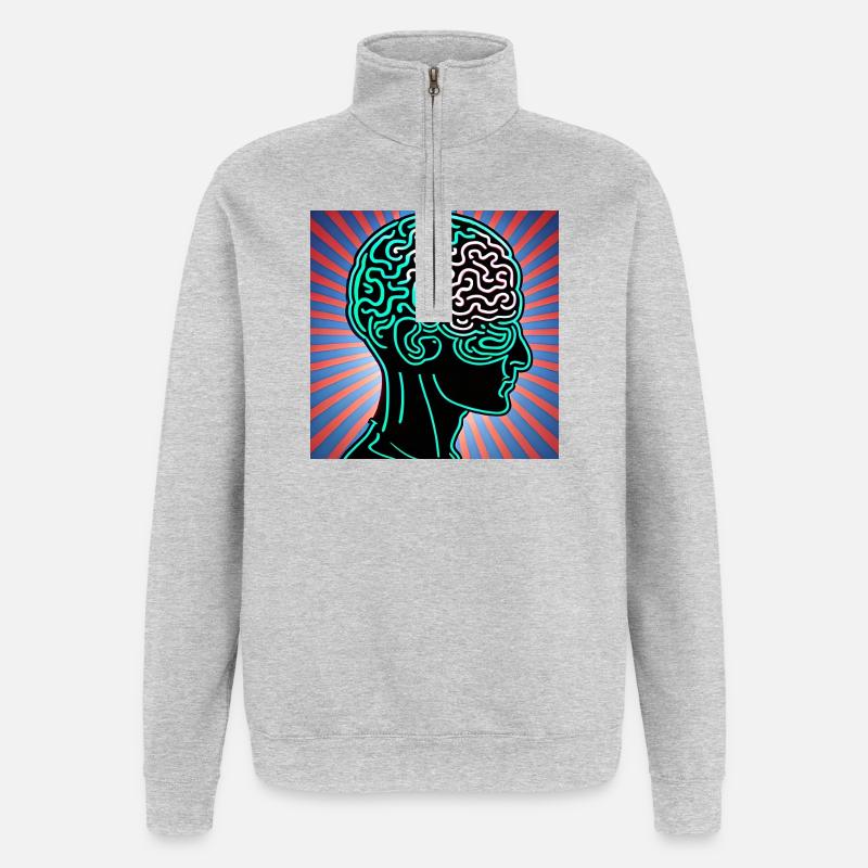 Denkkopf - Quarter-Zip-Sweatshirt - Grau meliert