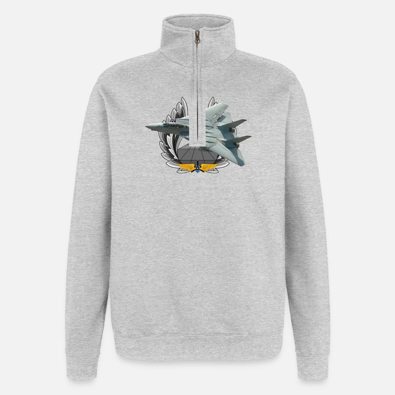 F-14 Tomcat - Sweat à zip 1/4 - gris chiné