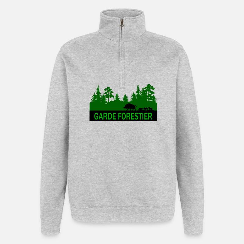 Garde forestier - Sweat à zip 1/4 - gris chiné