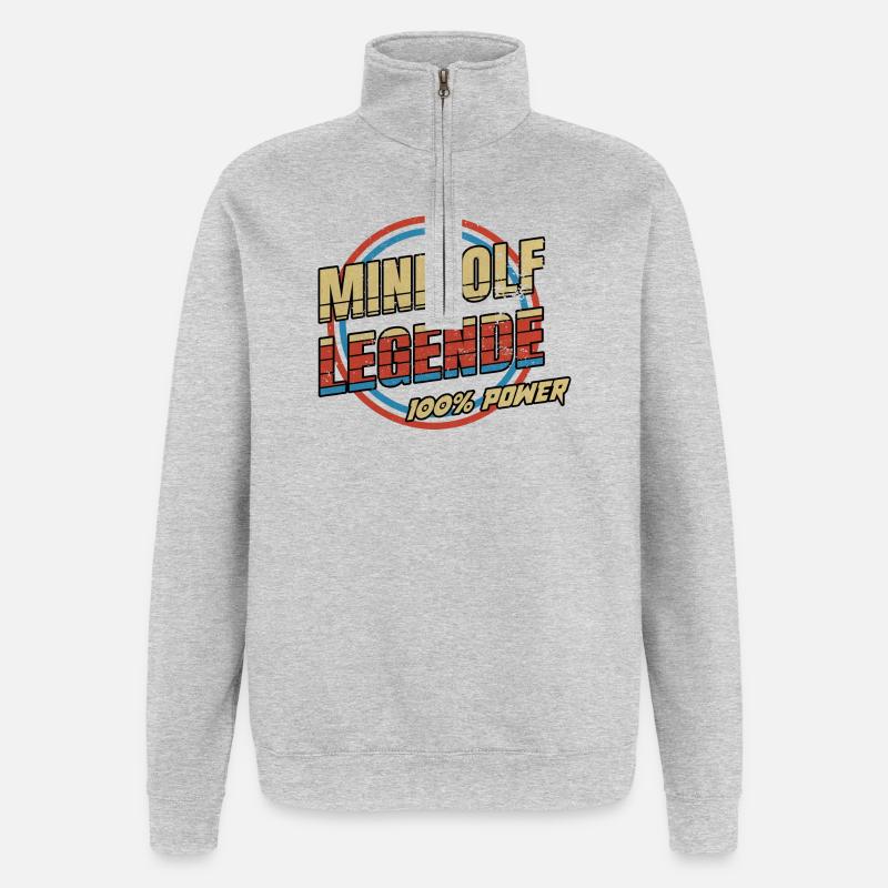 Minigolf Legende - Quarter-Zip-Sweatshirt - Grau meliert