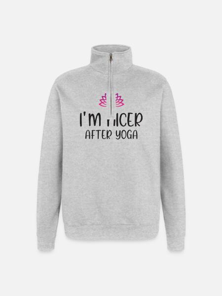 I'm Nicer After Yoga - Quarter-Zip Sweatshirt - heather grey