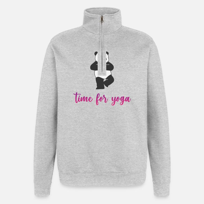C’est le temps du yoga - Sweat à zip 1/4 - gris chiné