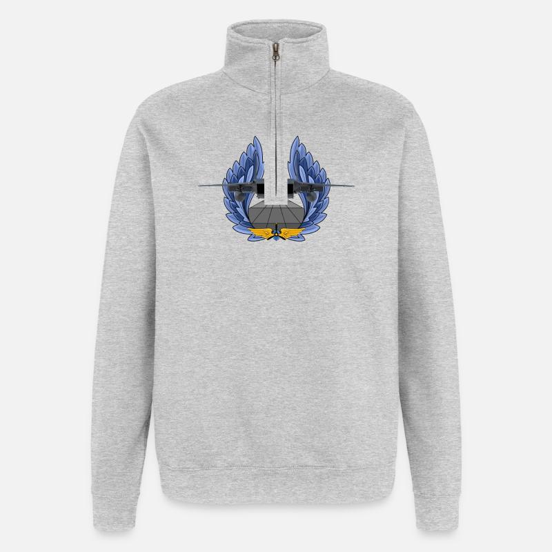 F-15 Eagle - Sweat à zip 1/4 - gris chiné