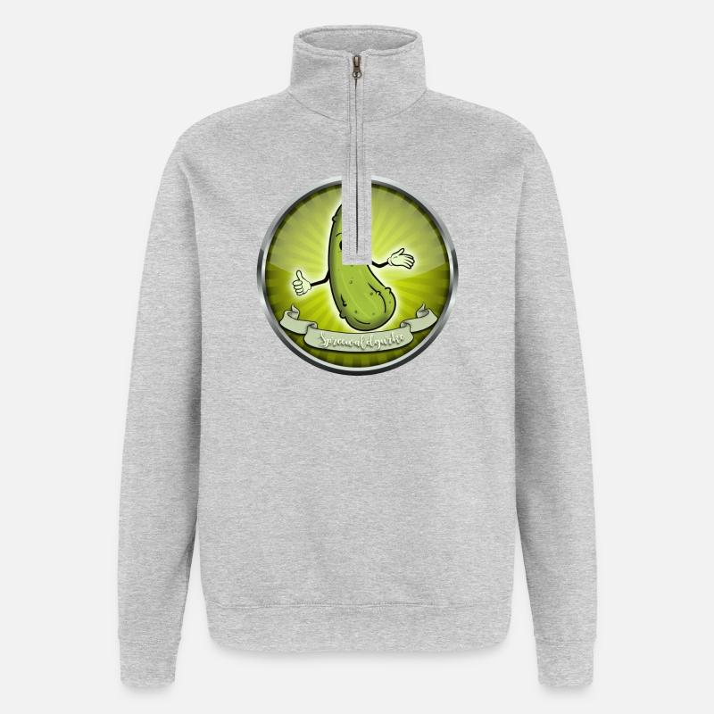 Concombre de Spreewald - Sweat à zip 1/4 - gris chiné