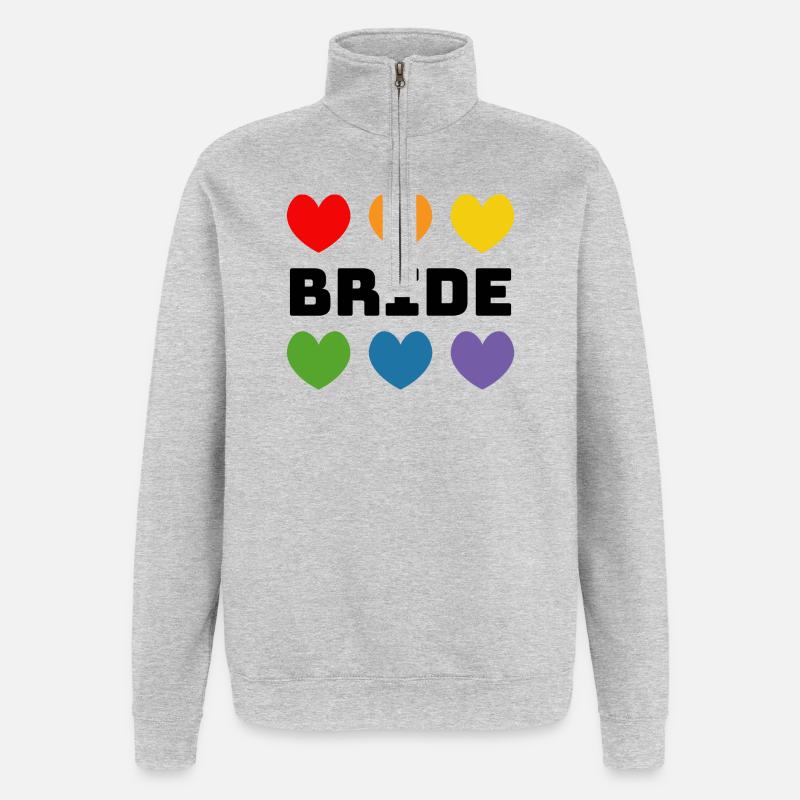 Regenbogenherzchen Bride schwarz - Quarter-Zip-Sweatshirt - Grau meliert