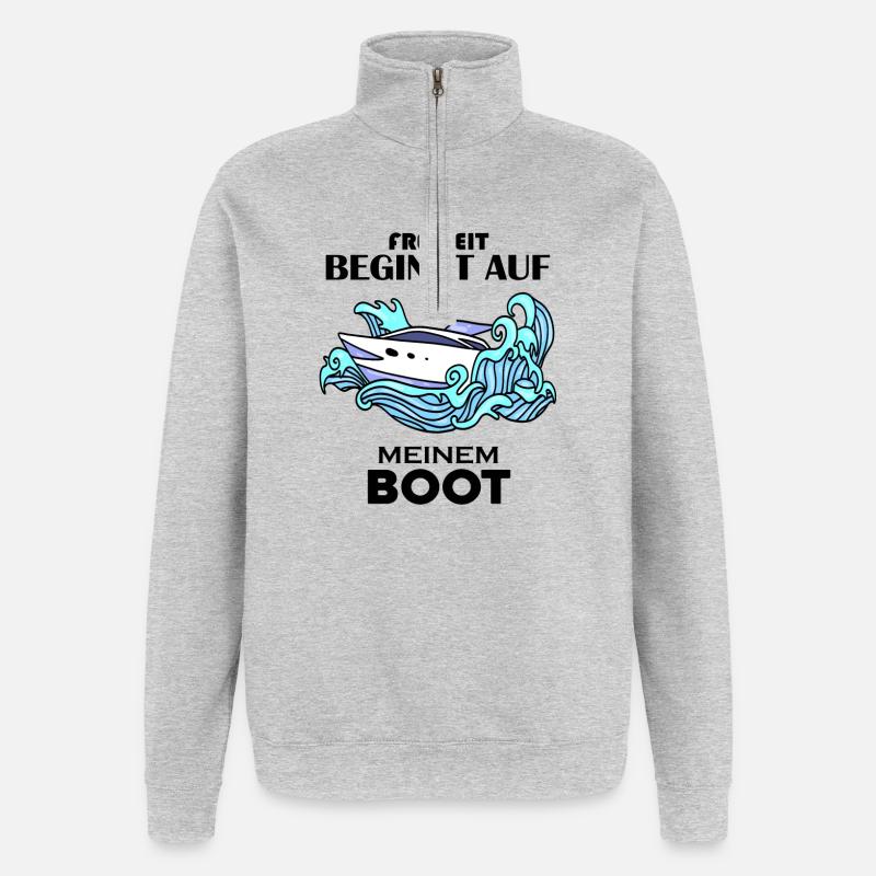 Boote Motorboot - Quarter-Zip-Sweatshirt - Grau meliert