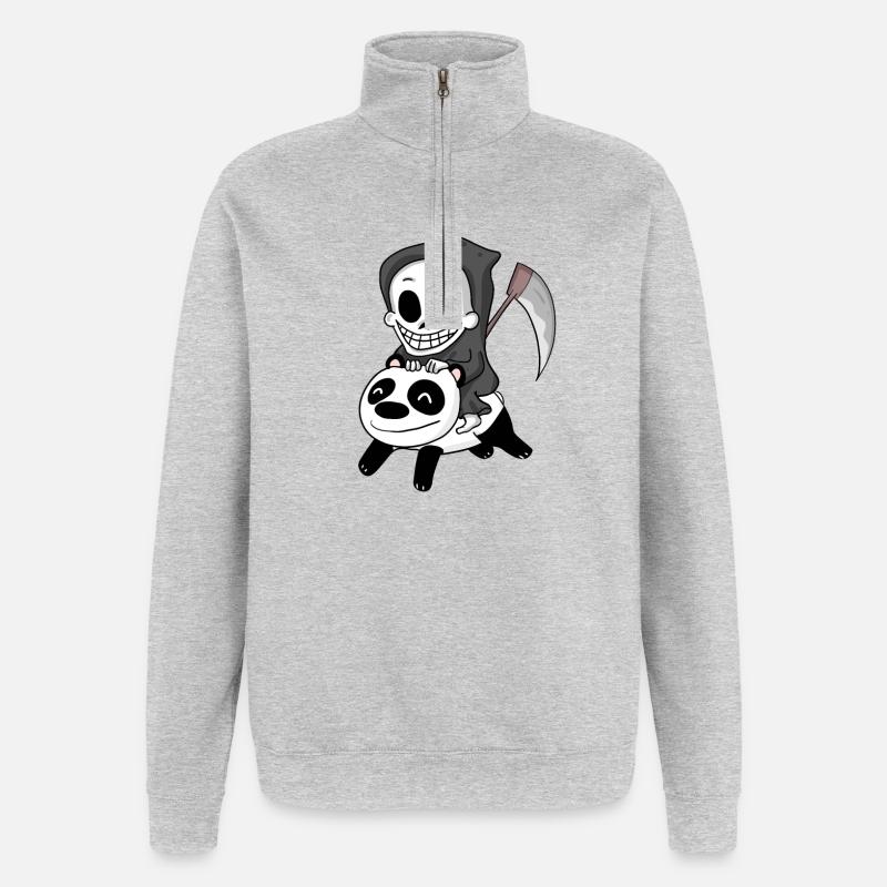 Sensenmann Panda - Quarter-Zip-Sweatshirt - Grau meliert