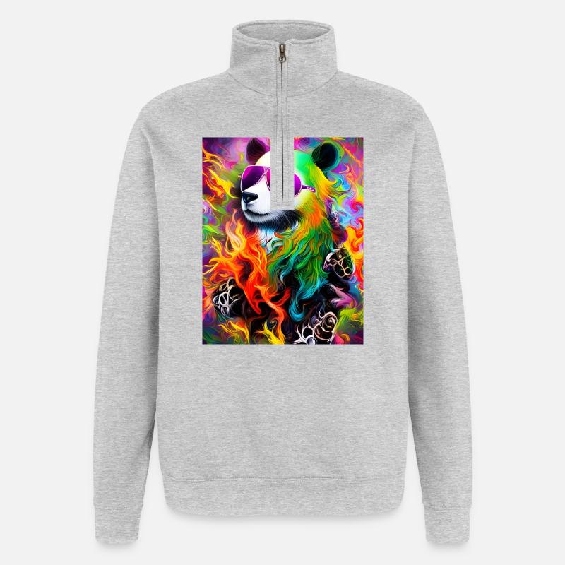 Regenbogen Panda Sonnenbrille - Quarter-Zip-Sweatshirt - Grau meliert