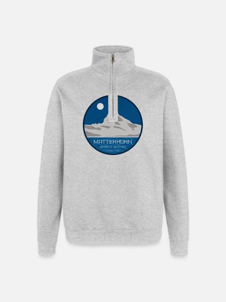 Matterhorn Zermatt graphic with altitude - Quarter-Zip Sweatshirt - heather grey