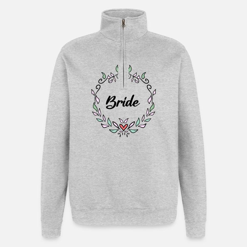 Bride Hen Party - Bride JGA - Sweat à zip 1/4 - gris chiné