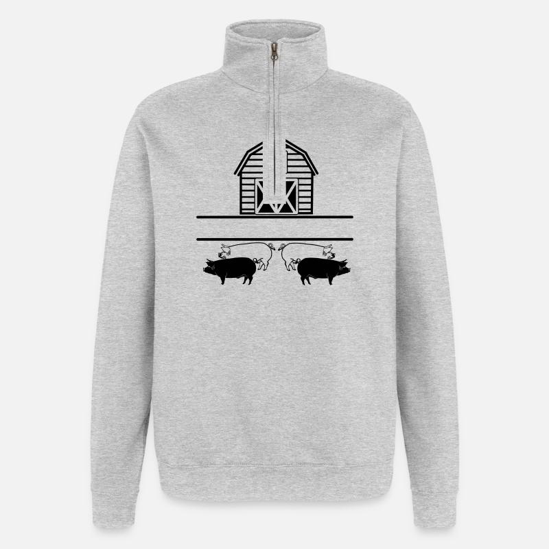 Logo de l’élevage porcin - Sweat à zip 1/4 - gris chiné