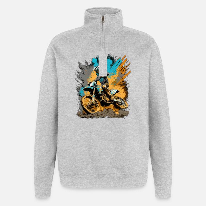 Motocross Action Schlamm Spritzer - Quarter-Zip-Sweatshirt - Grau meliert