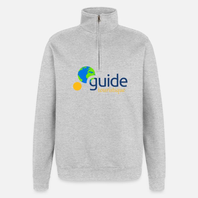 Reiseführer - Quarter-Zip-Sweatshirt - Grau meliert