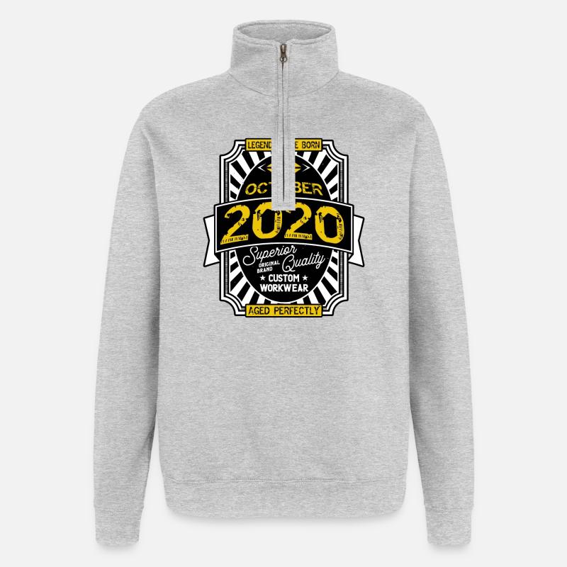 2020 OCTOBER - Sweat à zip 1/4 - gris chiné