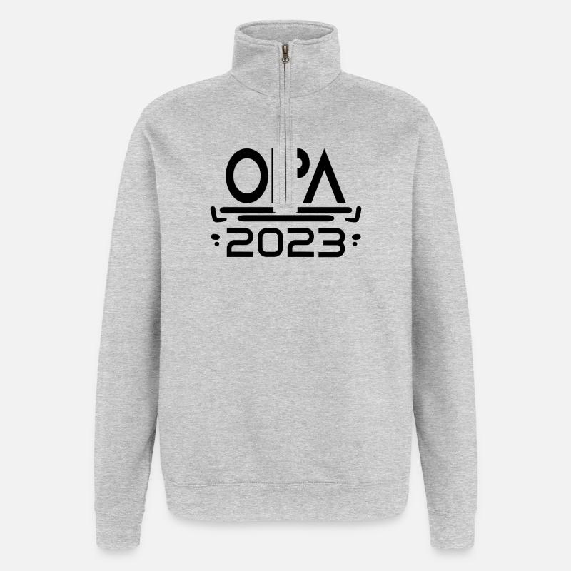 Opa 2023 - Opa werden - Opa Geschenk - Quarter-Zip-Sweatshirt - Grau meliert