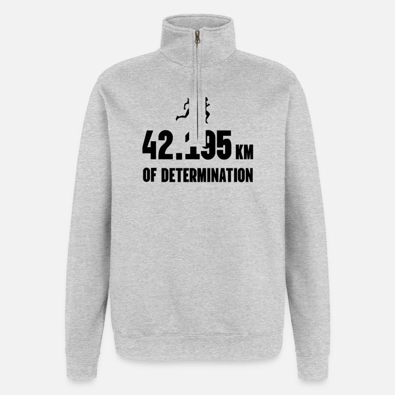 Marathon - 42 195 km de détermination - Sweat à zip 1/4 - gris chiné