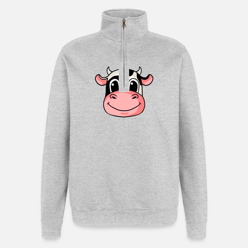Cow head - Quarter-Zip Sweatshirt - heather grey